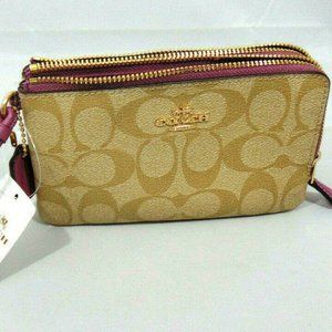 COACH Signature Logo Clutch Wristlet Lt Khaki NWT